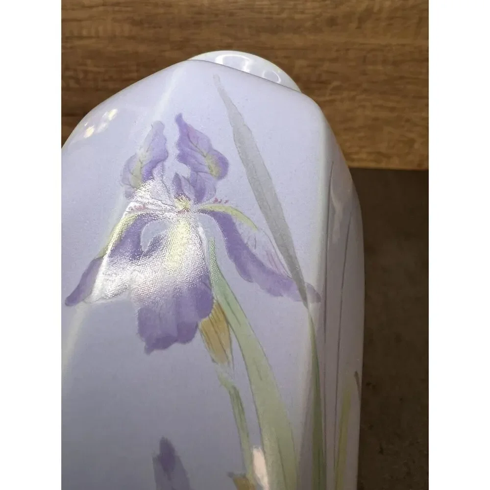 Vintage Otagiri Japan Periwinkle Irises Flower Bud Vase Medium